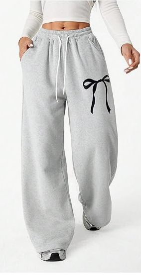 Bowknot Baggy Sweatpants Lightweight Straight Leg Athletic Pants with Pockets