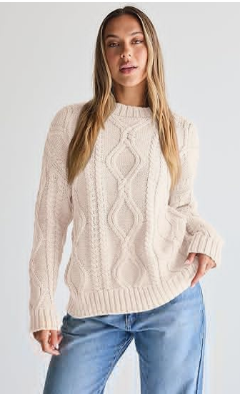 Women's Oversized Cable Knit Crewneck Sweaters