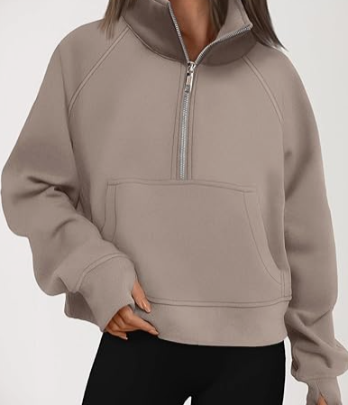 Womens Sweatshirts Half Zip Cropped Pullover Fleece Quarter Zipper Hoodies 2025 Fall Fashion Outfits Clothes