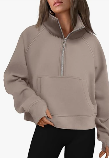 Womens Sweatshirts Half Zip Cropped Pullover Fleece Quarter Zipper Hoodies 2025 Fall Fashion Outfits Clothes